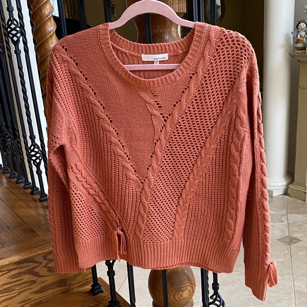 JUNE & HUDSON Open Weave Sweater